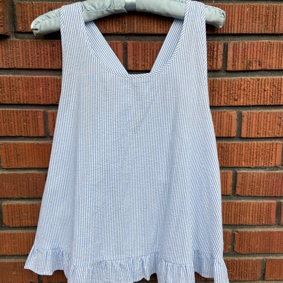 SOLD LC Lauren Conrad Searsucker Tie Back  Top - Picture 2 of 3